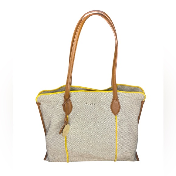 Furla Piped Trim Woven Textile Tote - Picture 5 of 13